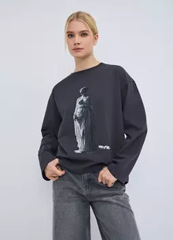 Лонгслив с принтом AI-Generated Fine Art, Серый