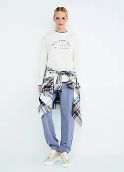 Лонгслив с принтом, Белый