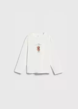 Лонгслив с принтом для девочек, Белый