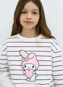 Лонгслив с принтом для девочек, Белый