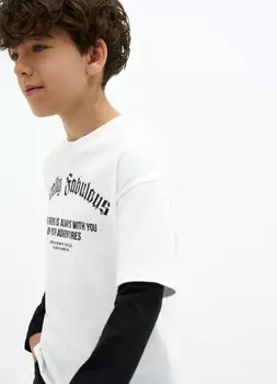 Лонгслив с принтом для мальчиков, Бежевый