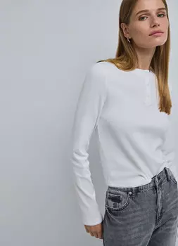 Лонгслив с пуговицами, Бежевый