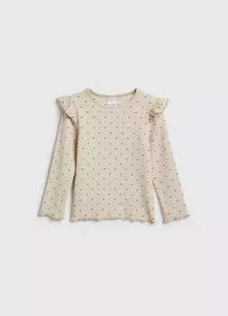 Лонгслив с воланом для девочек, Бежевый