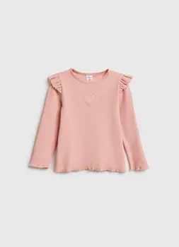 Лонгслив с воланом для девочек, Розовый