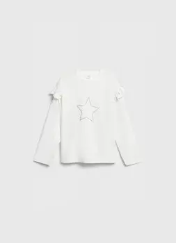 Лонгслив со стразами для девочек, Белый