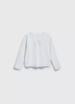 Лонгслив со стразами для девочек, Белый