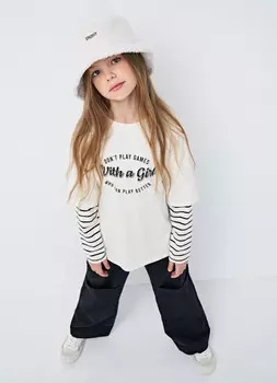 Лонгслив свободный для девочек, Бежевый