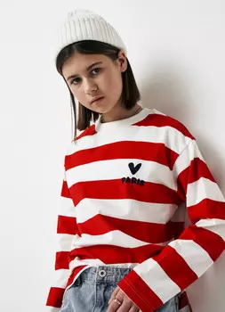 Лонгслив свободный для девочек, Красный