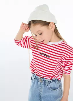 Лонгслив свободный для девочек, Красный