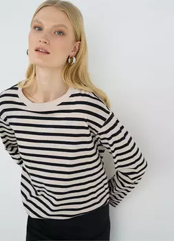 Лонгслив в полоску, Бежевый