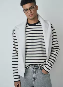 Лонгслив в полоску, Черный