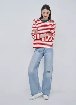 Лонгслив в полоску, Красный