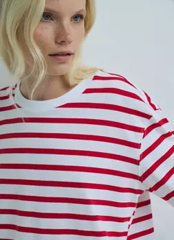 Лонгслив в полоску, Красный