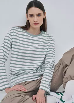 Лонгслив в полоску, Зеленый