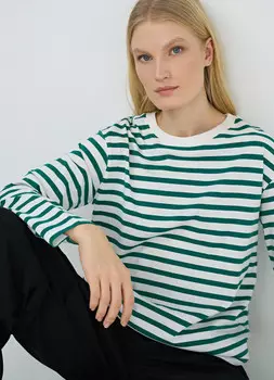 Лонгслив в полоску, Зеленый
