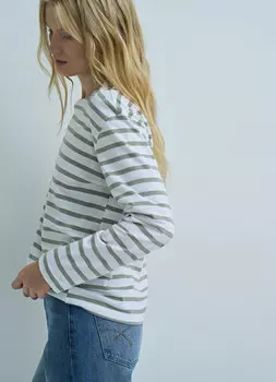 Лонгслив в полоску, Зеленый