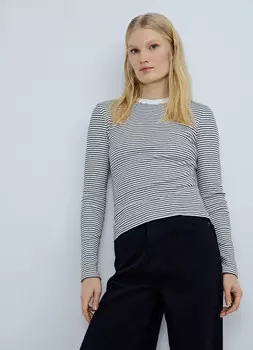 Лонгслив в рубчик, Белый