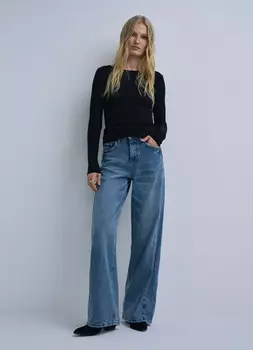 Лонгслив в рубчик, Черный