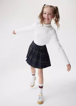 Лонгслив в рубчик для девочек, Белый