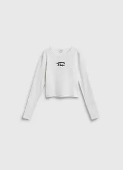 Лонгслив в рубчик для девочек, Белый