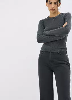 Лонгслив в рубчик, Серый