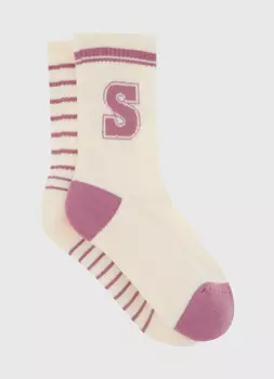 Махровые носки с рисунком, 2 пары, Бежевый