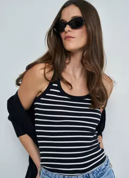 Майка в полоску, Черный