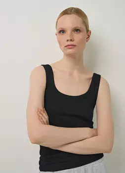 Майка в рубчик, Черный