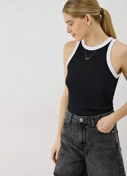 Майка в рубчик, Черный