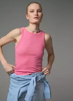 Майка в рубчик, Розовый