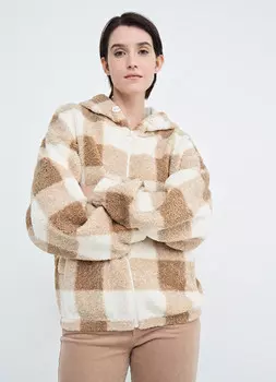 Меховой жакет на молнии, Бежевый