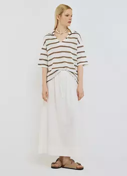 Миди-юбка с эластичным поясом, Белый