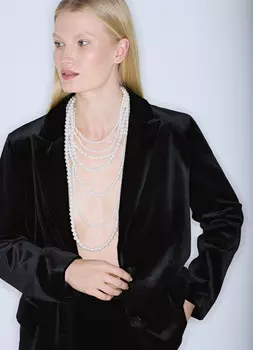 Многоярусные бусы с имитацией жемчуга, Белый