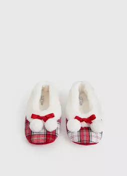 Мягкие тапочки в клетку, Белый