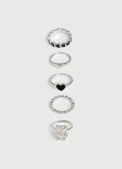 Набор колец для девочек, 5 шт., Серебряный