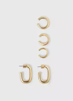 Набор серёжек с каффами, Золотой