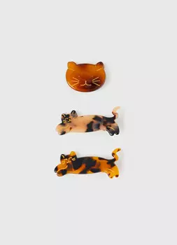 Набор заколок для волос для девочек, 3 шт., Коричневый