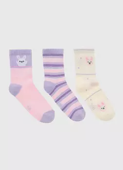 Носки для девочек, 3 пары, Фиолетовый
