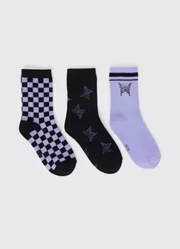 Носки для девочек, 3 пары, Фиолетовый