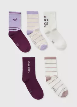 Носки для девочек, 5 пар, Фиолетовый