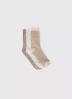 Носки с вышивкой, 3 пары, Бежевый