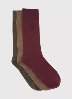 Носки с вышивкой, 3 пары, Фиолетовый