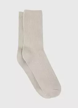 Носки в рубчик с люрексом, Бежевый