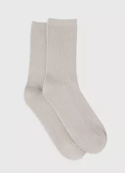 Носки в рубчик с люрексом, Бежевый