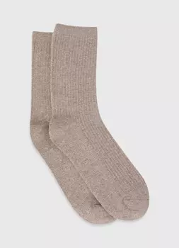 Носки в рубчик с люрексом, Бежевый
