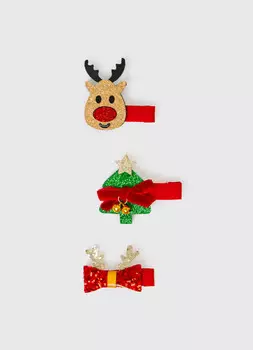 Новогодние заколки для девочек, 3 шт., Мультицвет