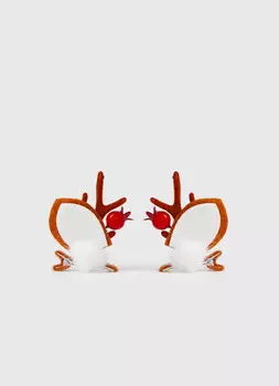 Новогодние заколки для девочек в виде рожек, 2 шт., Серый