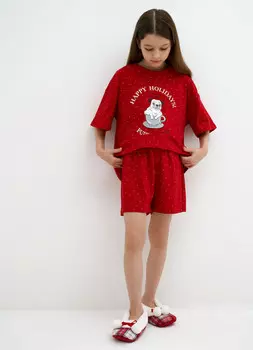 Новогодняя пижама для девочек, Красный