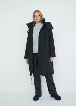 Объёмная парка с капюшоном, Черный