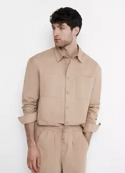 Объёмная рубашка из хлопка, Бежевый
